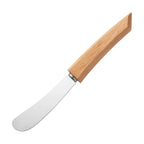 Smørkniv med avrundet blad i rustfritt stål og skaft av tre