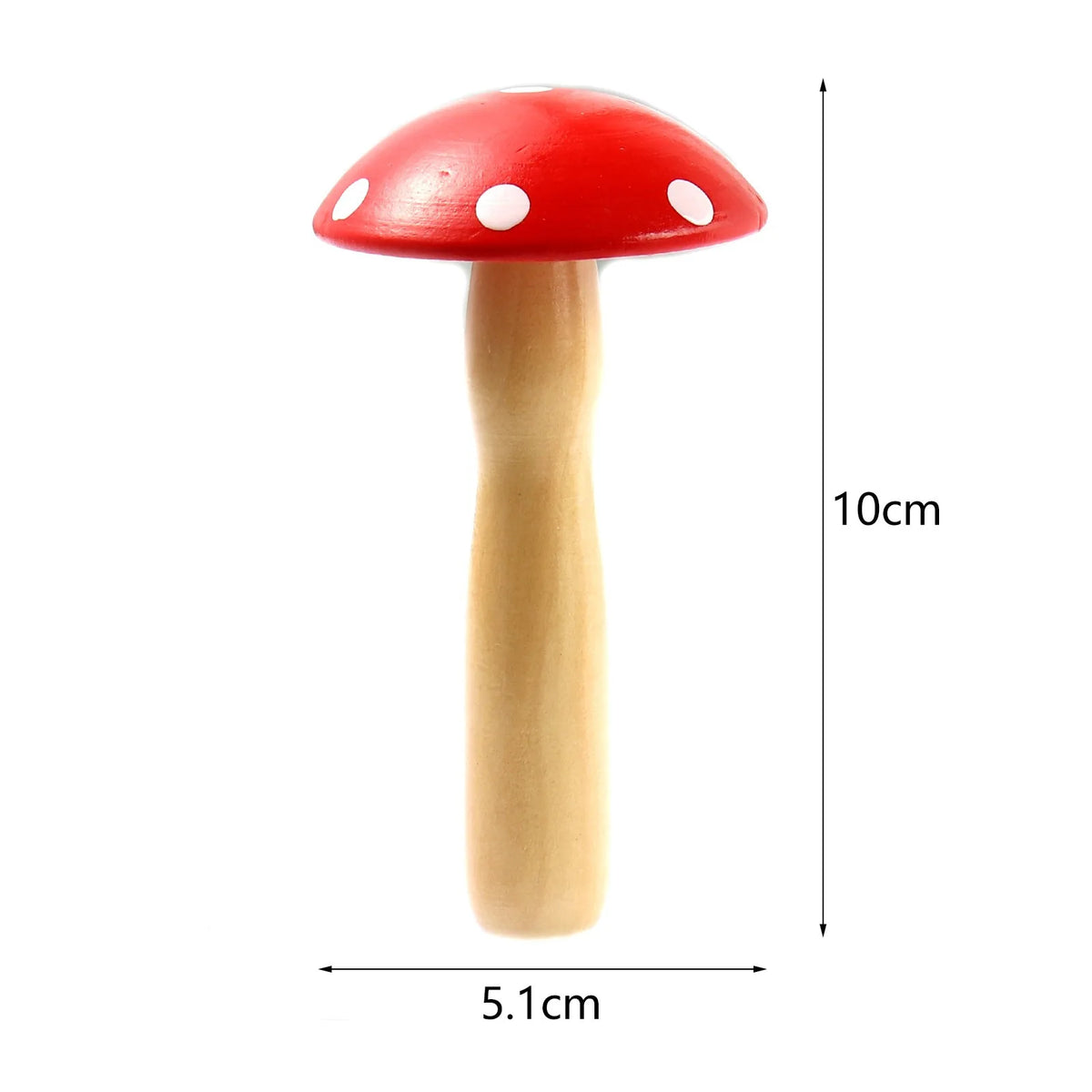 Mål på stoppesoppen: ca. 10 cm høy, hatten ca. 5,1 cm i diameter