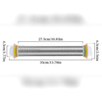 Mål på kjevlen ifølge leverandøren: 35 cm i alt, rulleflate 27,5 cm, rør Ø 4,5 cm og ringer Ø 6,5 cm
