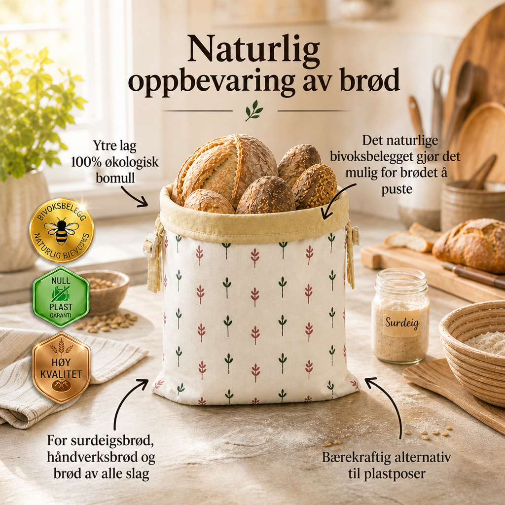 NORDIST Brødpose – Premium 100% bomull og bivoks