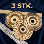 CarveEdge™ – 3-pakning slipeskiver for vinkelsliper i høyhardt stål (flat, buet og skrå)