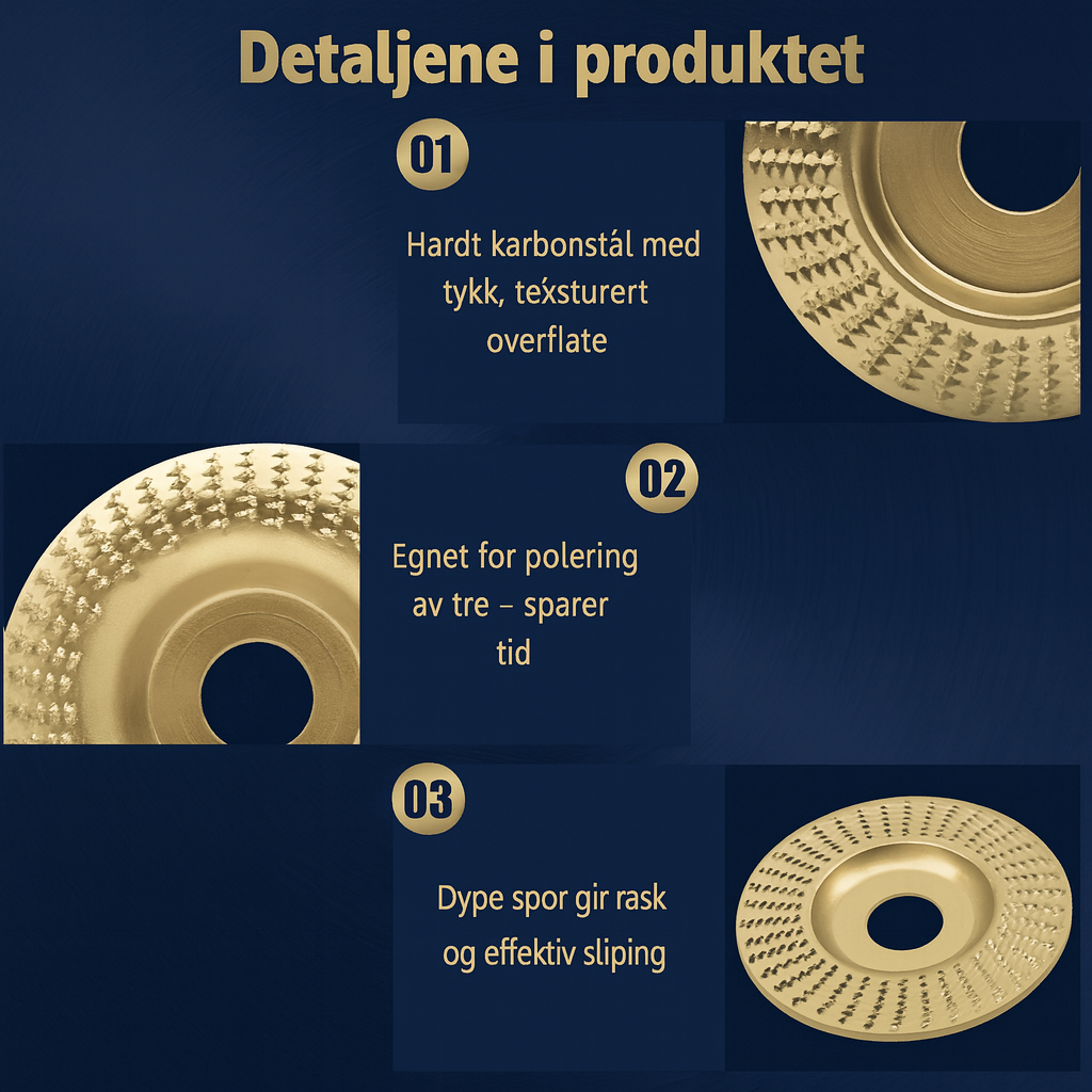 CarveEdge™ – 3-pakning slipeskiver for vinkelsliper i høyhardt stål (flat, buet og skrå)