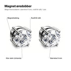 Magnet øredobber forklart: klar stein av zirkonia, rustfritt stål, størrelse 6 mm og magnetlukking