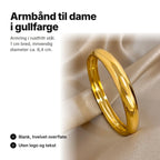 Armbånd til dame: gullfarget armring i rustfritt stål, 1 cm bred, innvendig diameter ca. 6,4 cm