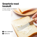 Smørkniv med treskaft smører smør på loff – blad i rustfritt stål, ca. 15,5 cm lang