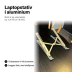 Laptopstativ i aluminium, sammenleggbart med 6 høyder fra ca. 5,5 til ca. 15 cm