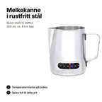 Melkekanne i rustfritt stål, 350 ml, med temperaturmerke og spiss tut