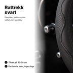 Svart, elastisk rattrekk: perforert side og bølget, hevet søm
