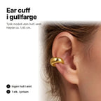 Ear cuff i gullfarge – tykk modell uten hull i øret, høyde ca. 1,45 cm