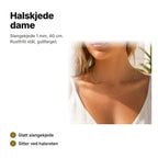 Tynt halskjede til dame i gullfarget rustfritt stål, slangekjede 1 mm, 40 cm