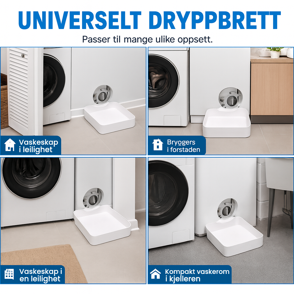 Dryppbrett for vaskemaskin – fanger opp vann fra avløpet