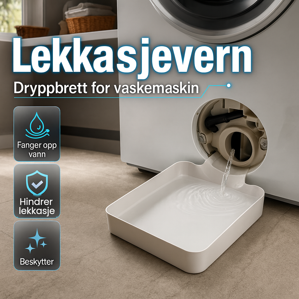 Dryppbrett for vaskemaskin – fanger opp vann fra avløpet