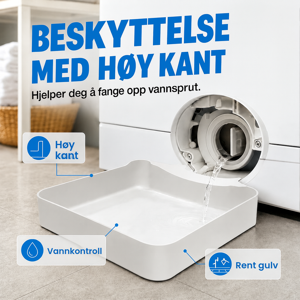 Dryppbrett for vaskemaskin – fanger opp vann fra avløpet