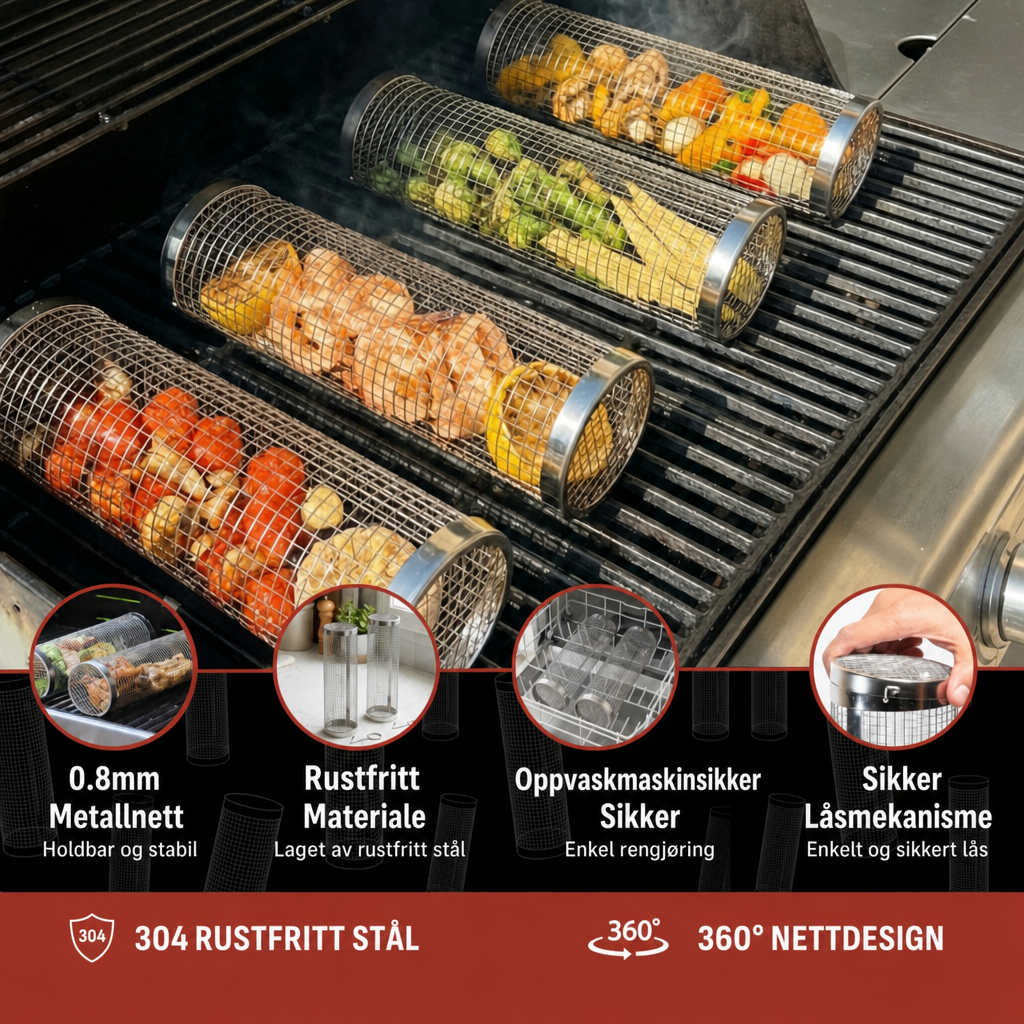 NORDIST Grillkurv i Rustfritt Stål