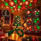 Juletre-projektorlampe – 6 julemotiver med USB
