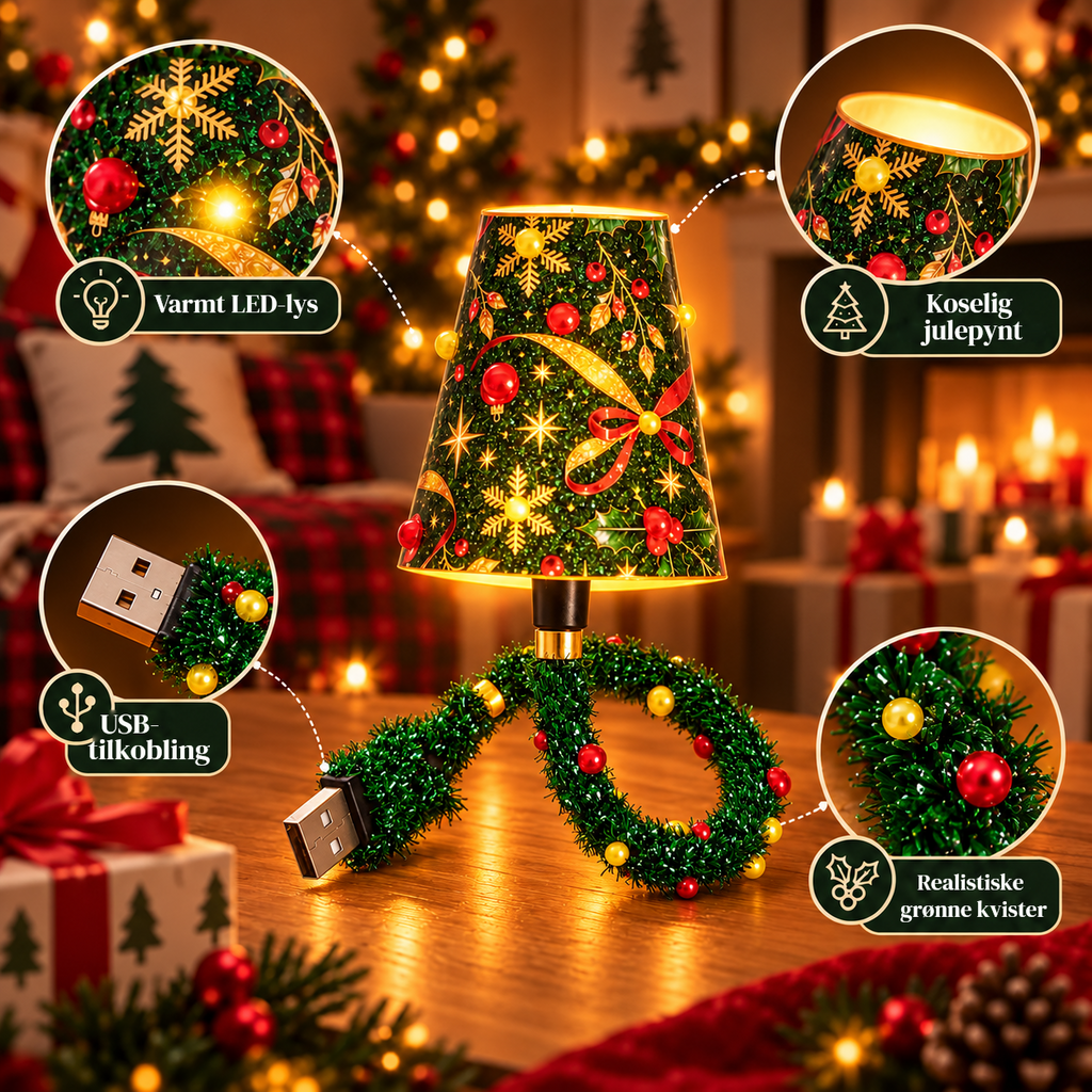 Juletre-projektorlampe – 6 julemotiver med USB