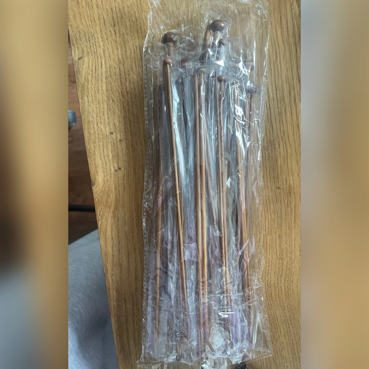 Kjøpers bilde: bambus strikkepinner med knott, parvis i plastlommer