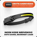 NORDIST LED Hodelykt – 230° vidvinkel, oppladbar COB