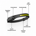 NORDIST LED Hodelykt – 230° vidvinkel, oppladbar COB