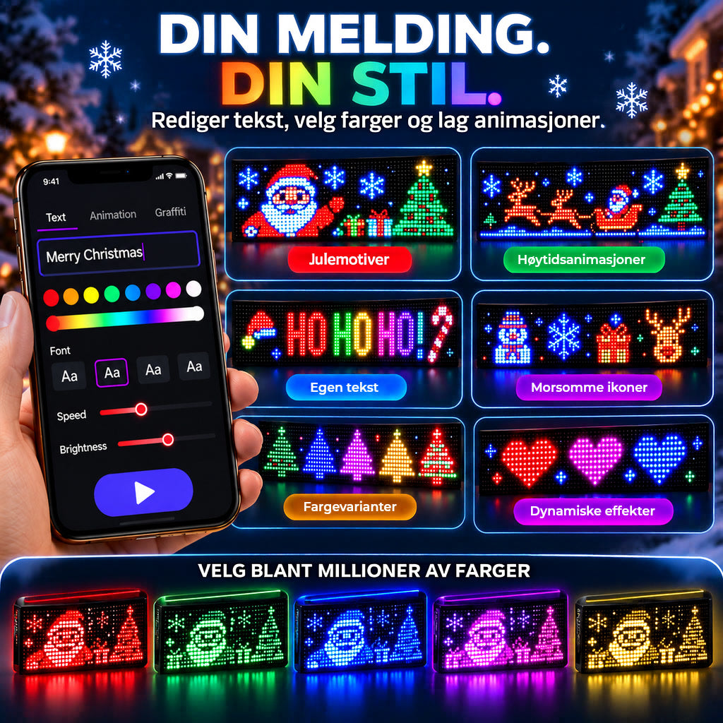 Smart LED-pikselskjerm til bilen – appstyrt tekst, farger og animasjoner