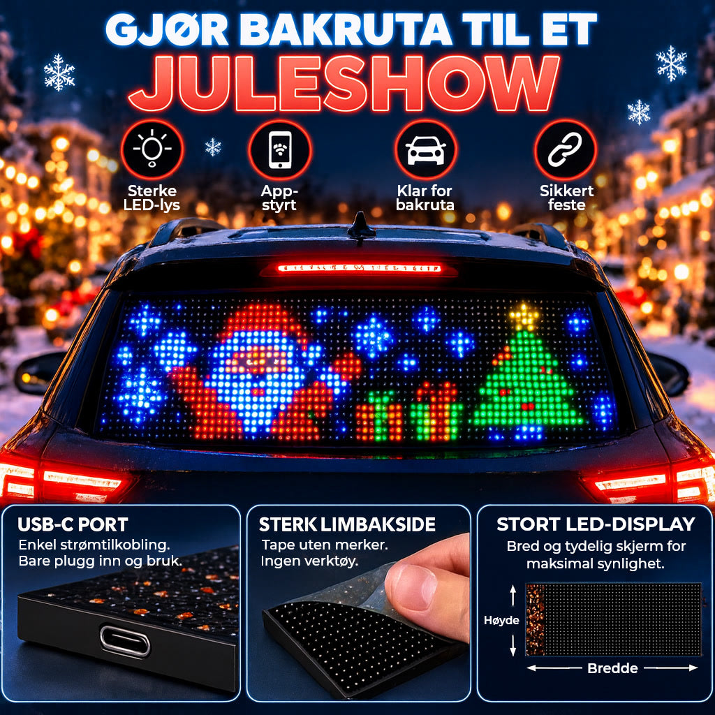 Smart LED-pikselskjerm til bilen – appstyrt tekst, farger og animasjoner