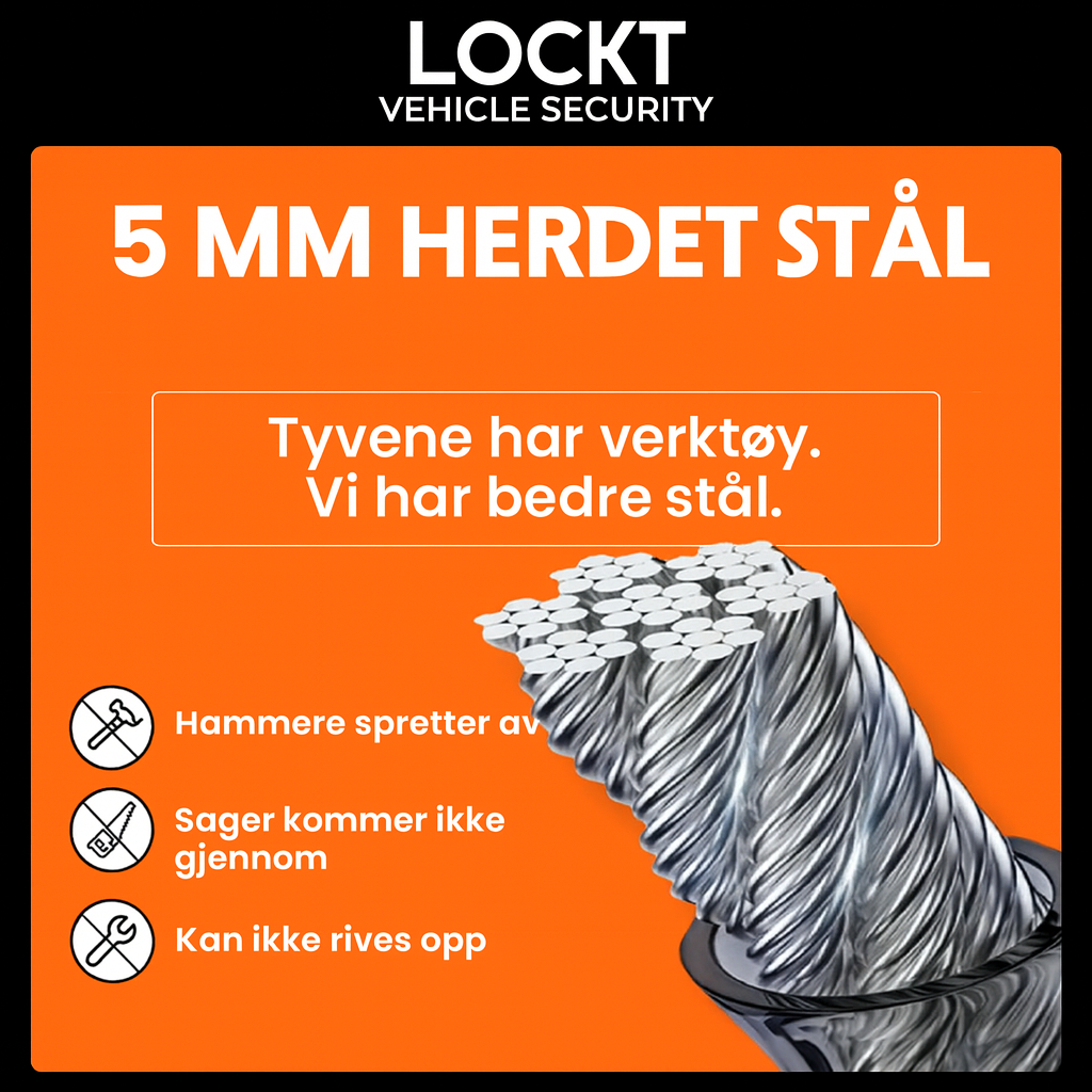 Lockt SteerGuard – Rattlås med flettet stålkabel