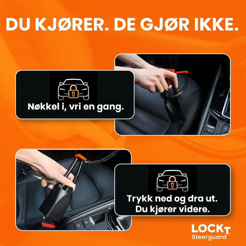 Lockt SteerGuard – Rattlås med flettet stålkabel