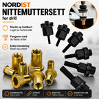 Nittemuttersett for drill – sterke gjenger i tynne plater på sekunder