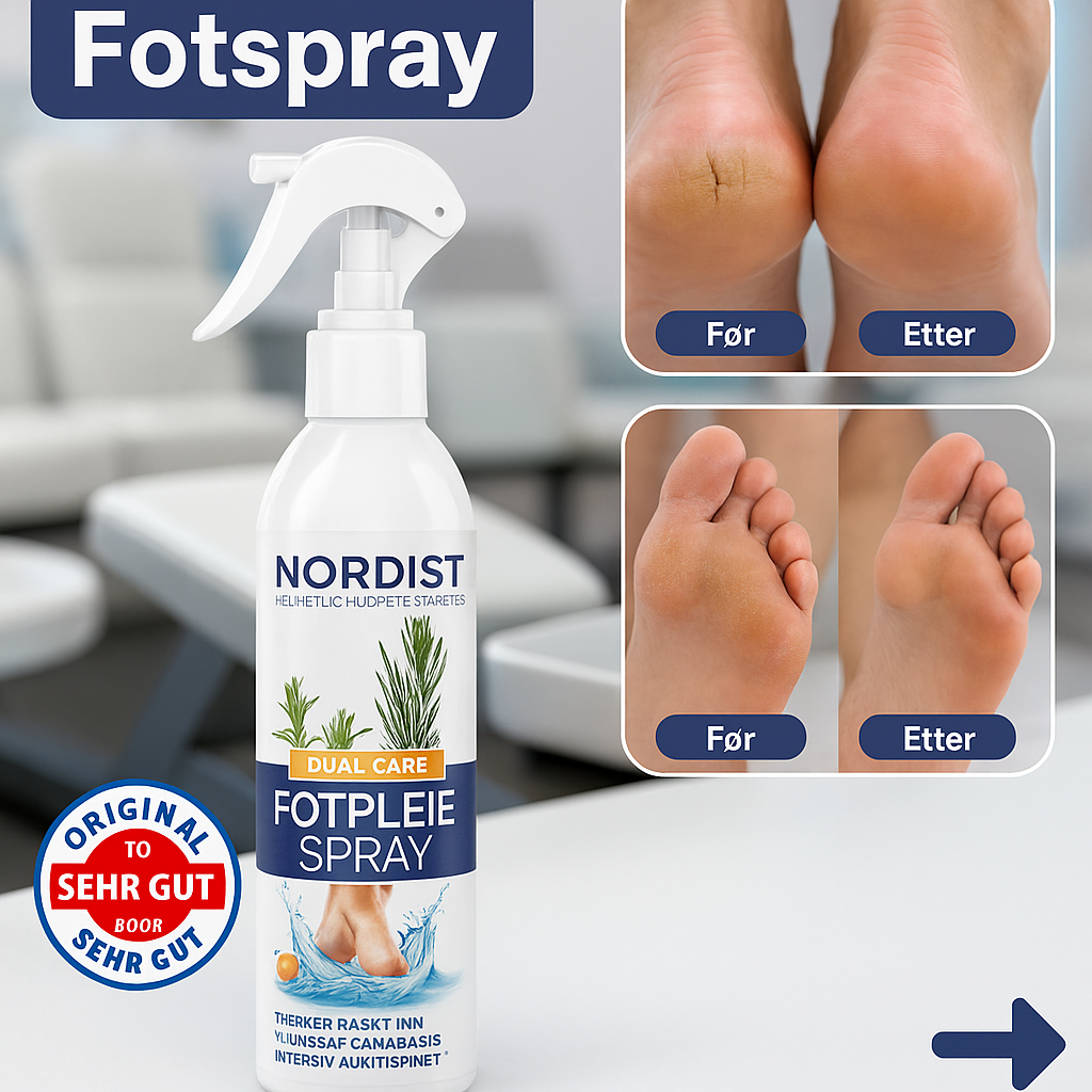 NORDIST Fotspray — Velpleide føtter uten å bøye seg på 3 minutter