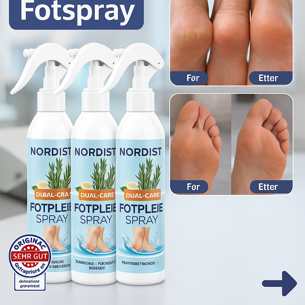 NORDIST Fotspray — Velpleide føtter uten å bøye seg på 3 minutter