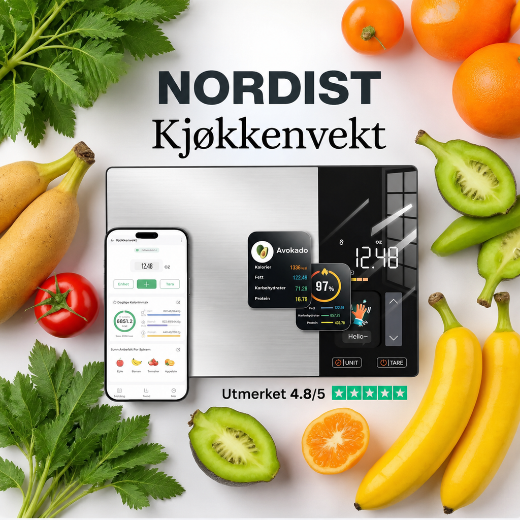 NORDIST Smart Kjøkkenvekt med Næringsanalyse