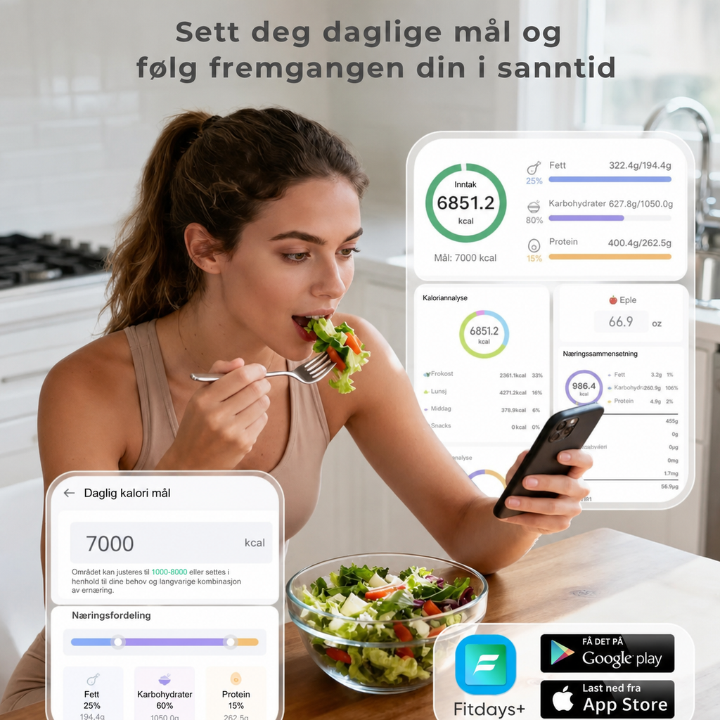 NORDIST Smart Kjøkkenvekt med Næringsanalyse