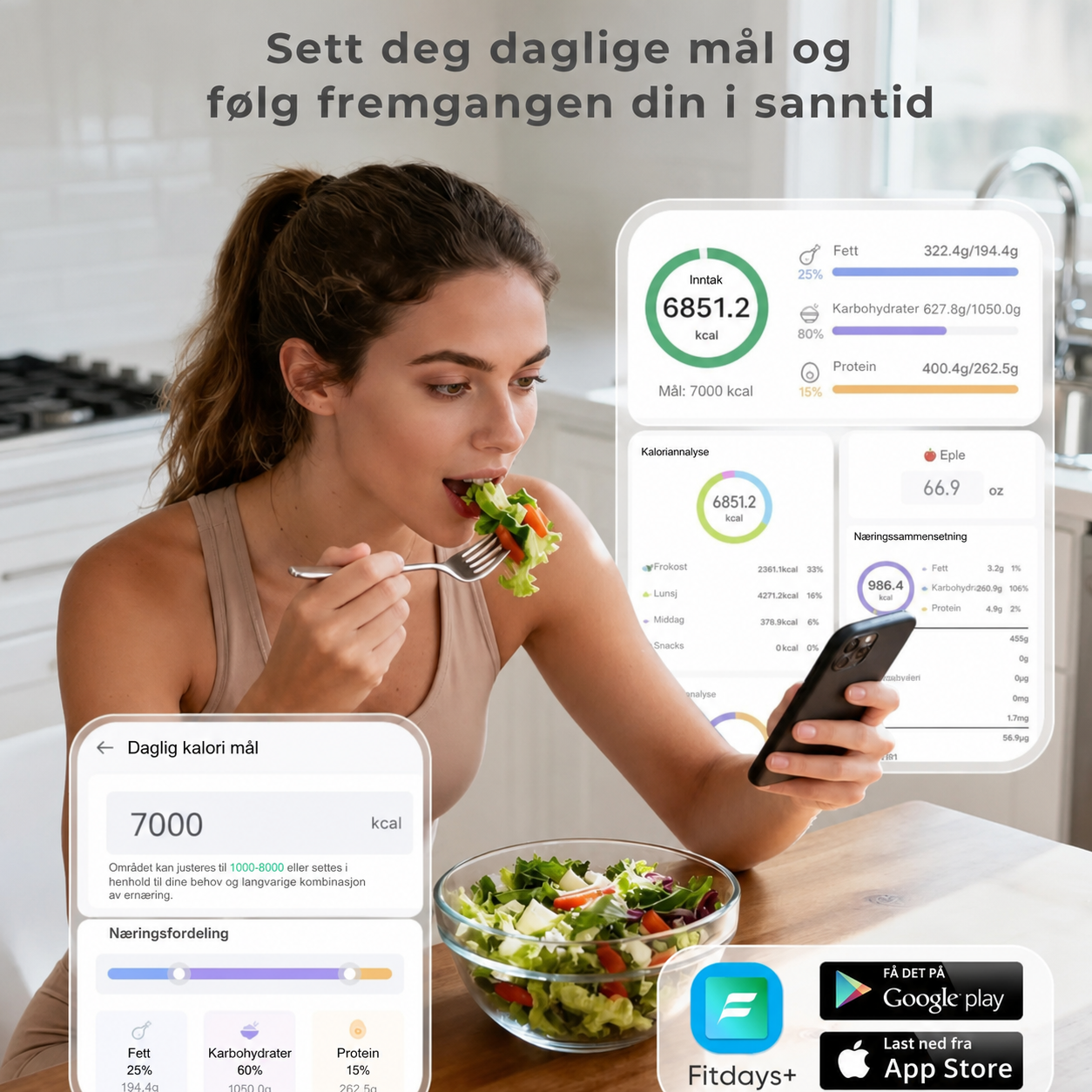 NORDIST Smart Kjøkkenvekt med Næringsanalyse