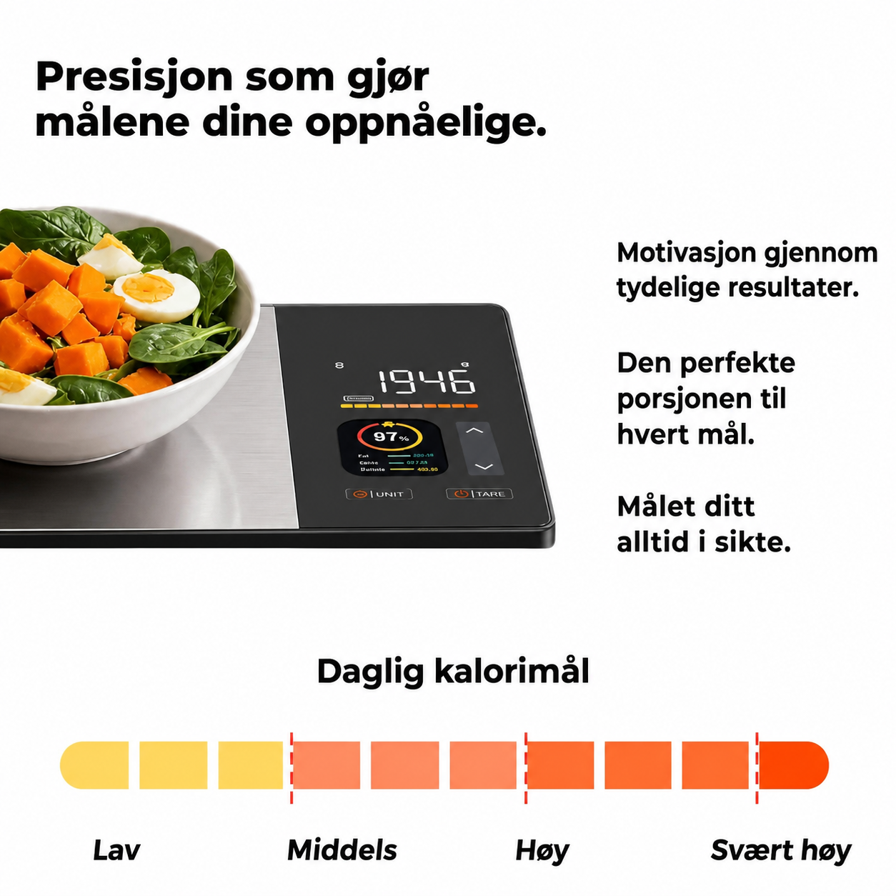 NORDIST Smart Kjøkkenvekt med Næringsanalyse
