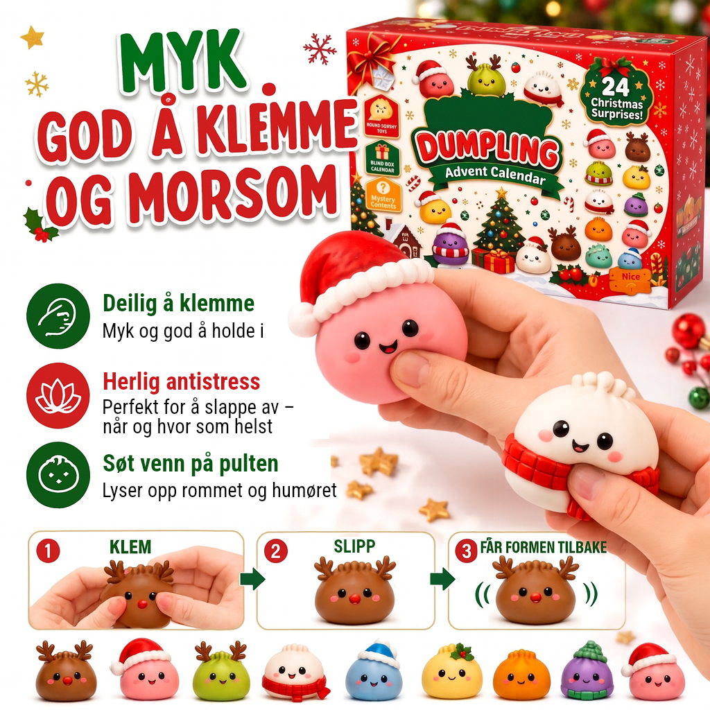 Julekalender 2026 – 24 søte squishy-dumplings